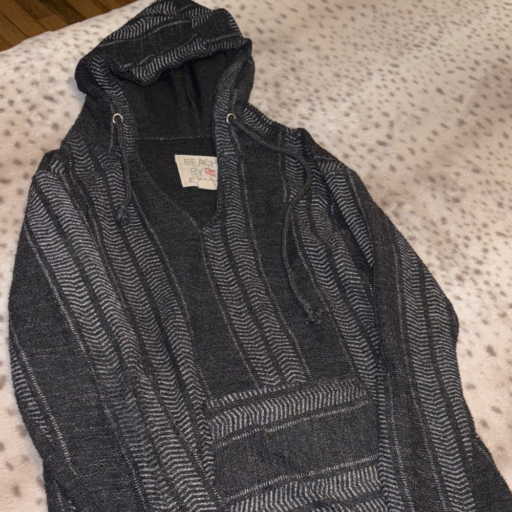 Beach By Exist Charcoal Striped Hooded Sweater